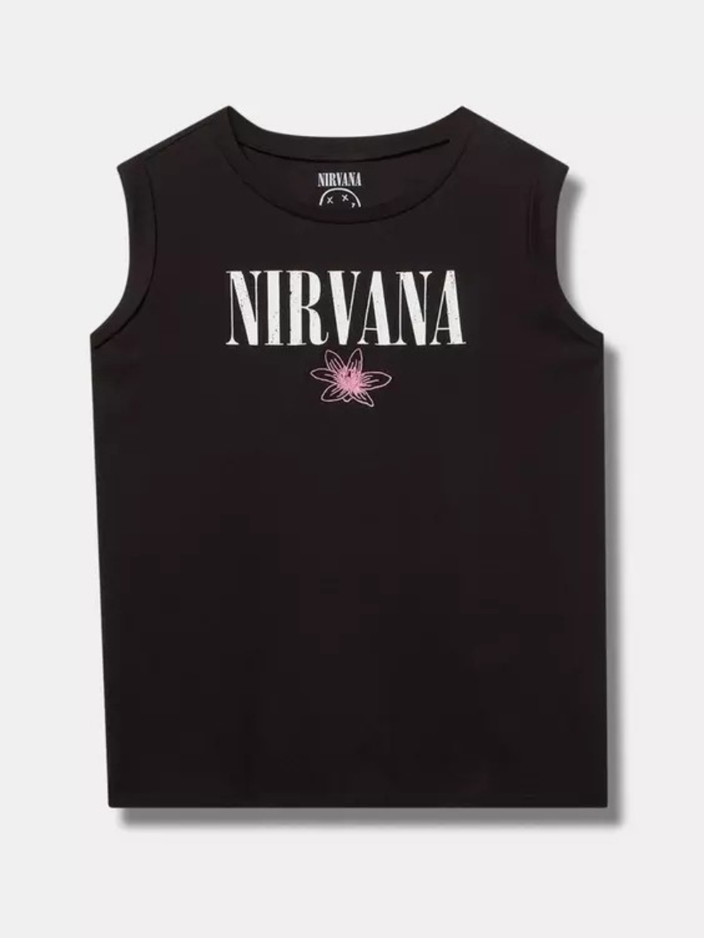 torrid NIRVANA Black Tank Top with White Logo and Pink Flower